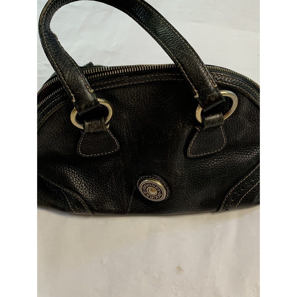 DOONEY & BOURKE Leather Black Bowler Pebble Handbag Purse Vtg - Picture 15 of 16